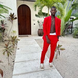 Fashion Nova 2 Piece Red Suit Set